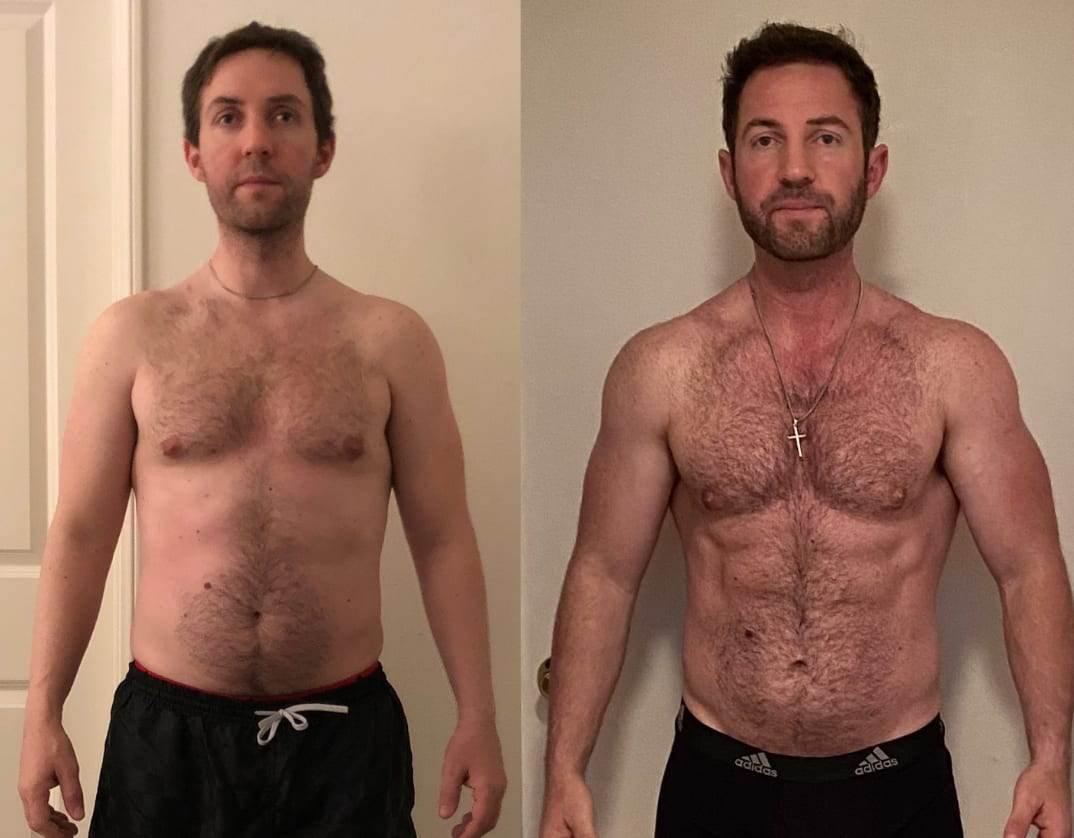 Bryan Greene's own before and after photos, rebuilding after a severe autoimmune illness